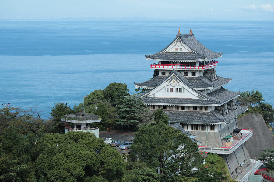 Atami Castle reconstruction tower on the hillside above Sagami Bay