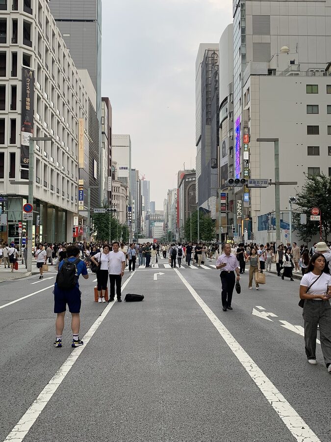 Car-free Chuo-dori Ginza during pedestrian paradise