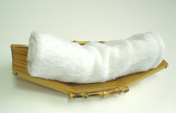 Oshibori hot towel rolled up at a Japanese restaurant