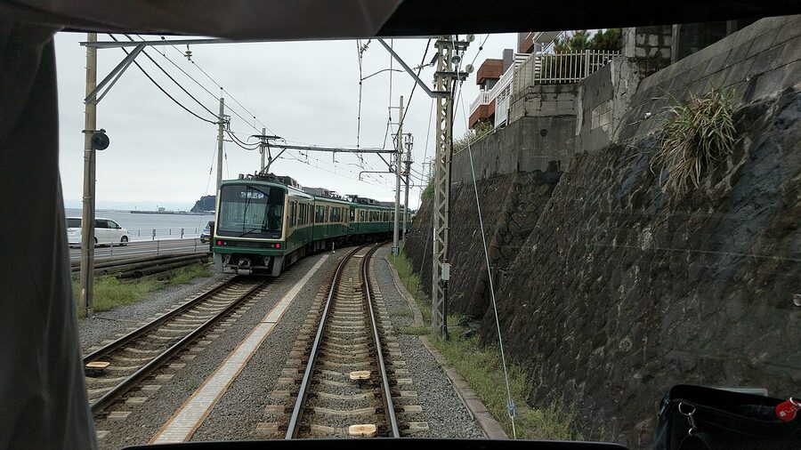 View from an Enoshima Electric Railway tram window