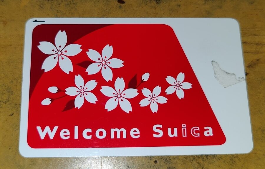Welcome Suica card red and white design
