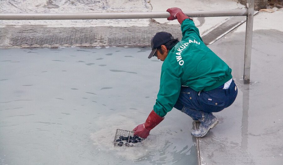 Kuro-Tamago black sulphur-boiled eggs of Owakudani, Hakone