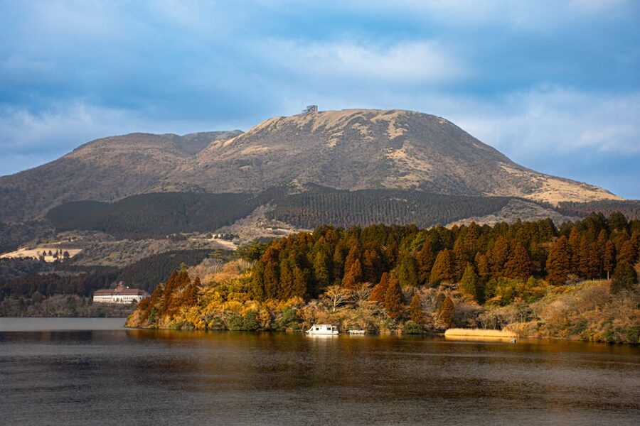 Lake Ashi with the Hakone caldera mountains rising behind