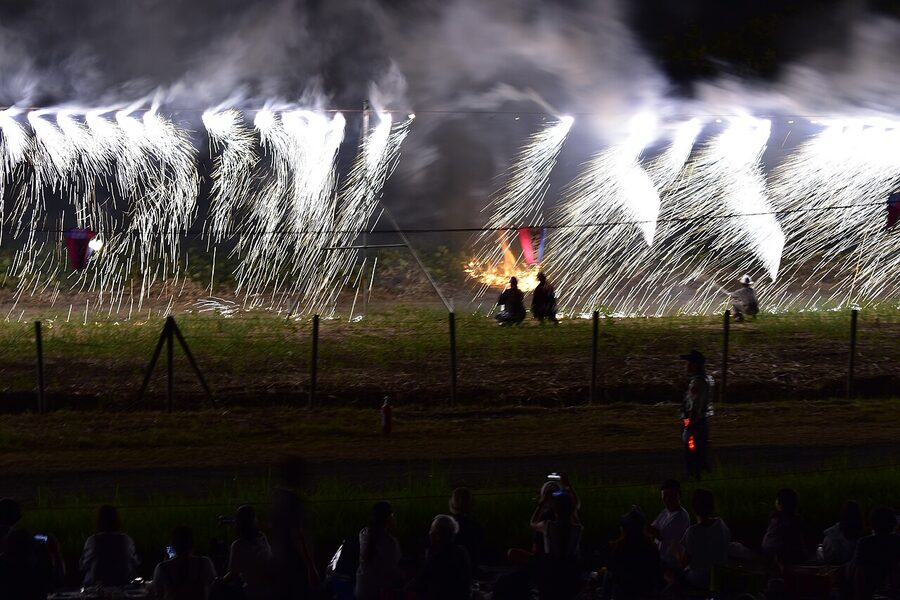 Itabashi Fireworks Festival 2023 wide panoramic burst