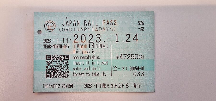 JR Rail Pass 2023 paper pass on wooden table