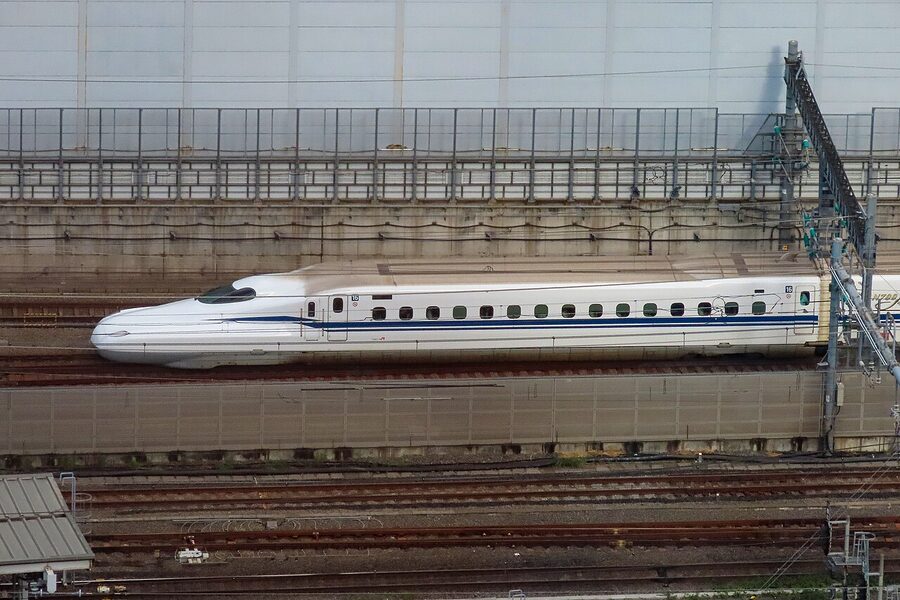 N700S Nozomi Shinkansen leaving Shinagawa Station