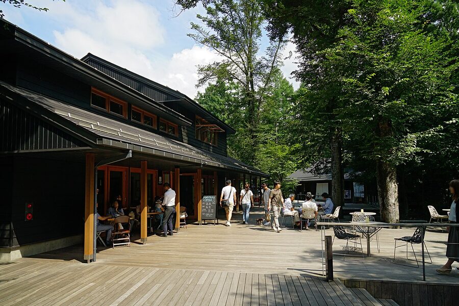 Harunire Terrace riverside wooden decks Karuizawa