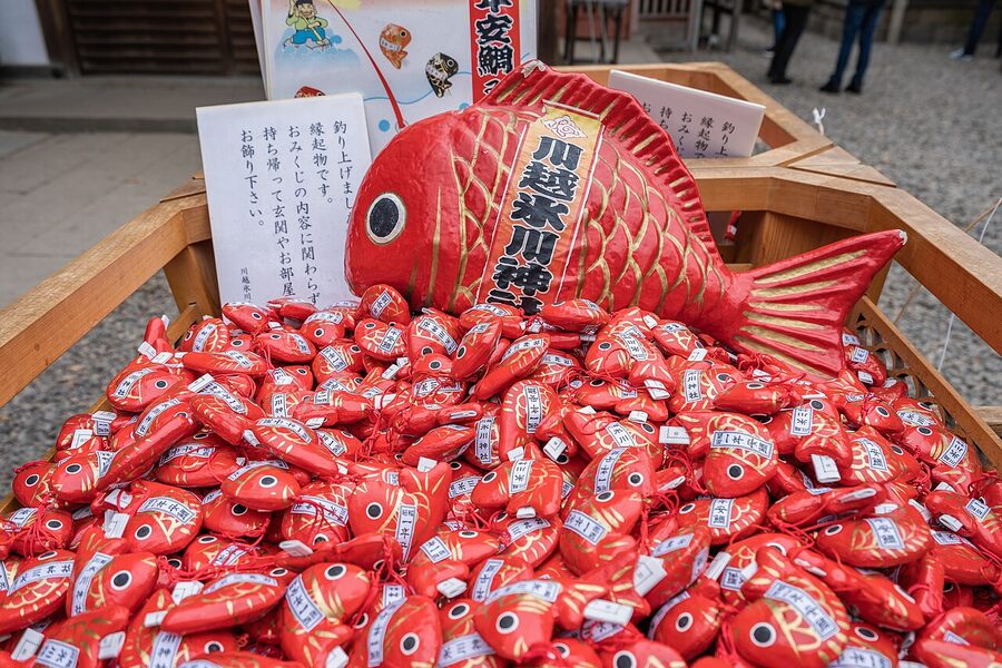 Wooden torii at Kawagoe Hikawa Shrine, one of the largest wooden torii in Japan