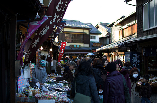 Kashiya Yokocho narrow lane lined with traditional Japanese candy shops in Kawagoe