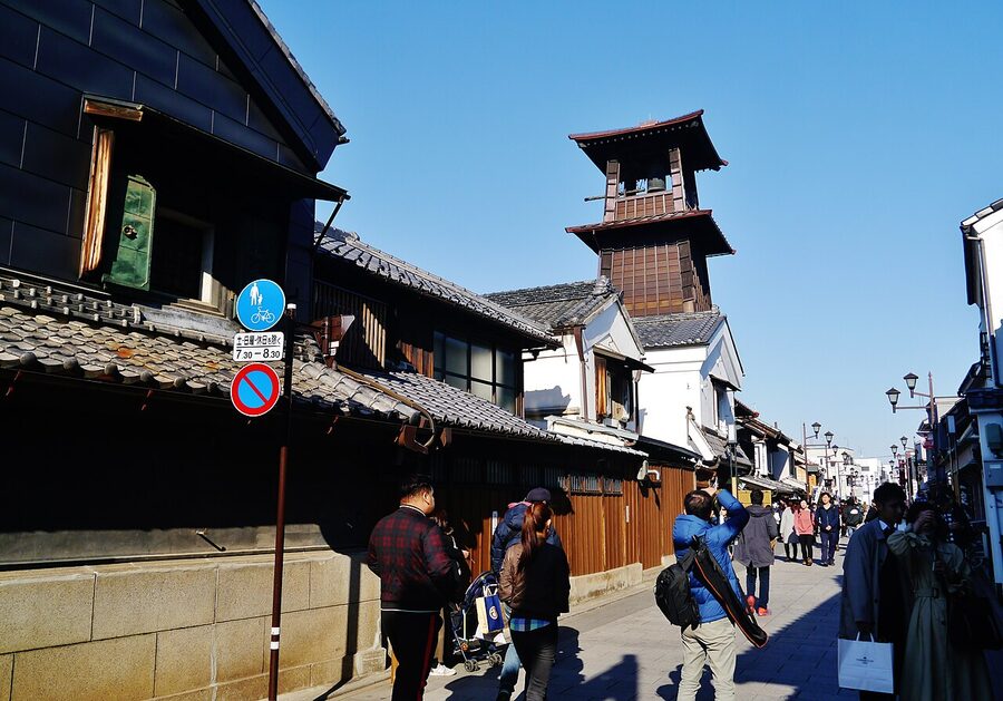 Toki no Kane bell tower from the side angle in Kawagoe