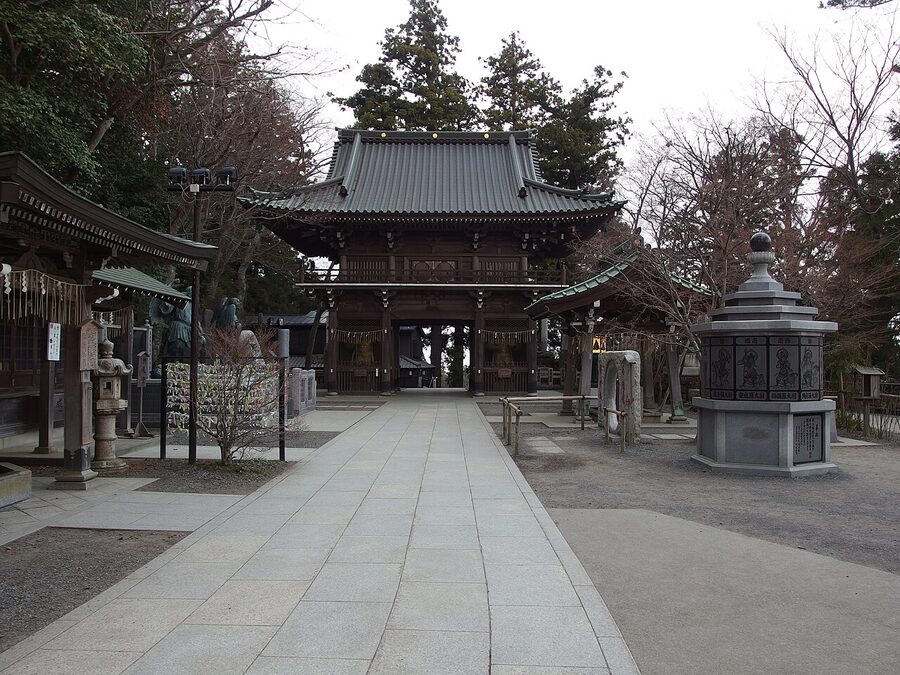 Empty Yakuoin Temple courtyard at Mt Takao without crowds