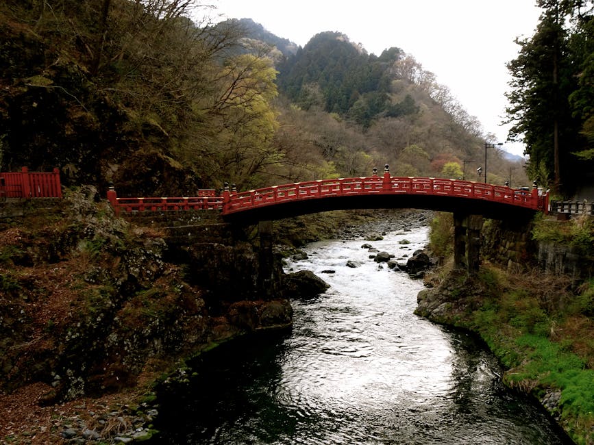 Red Shinkyo Bridge over the Daiya River in Nikko