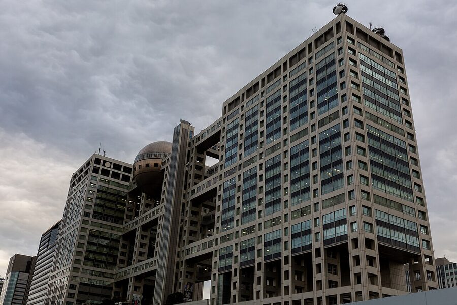 Fuji Television headquarters building Odaiba with spherical observation deck