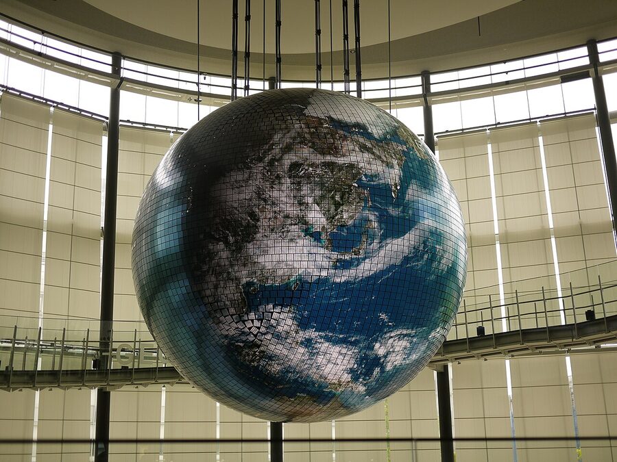 Geo-Cosmos globe display at Miraikan Odaiba