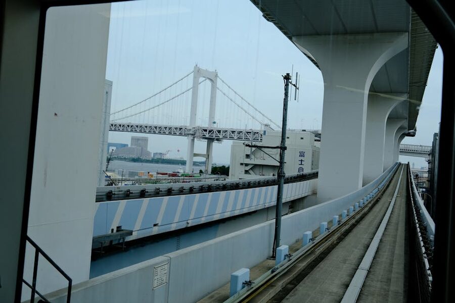 Yurikamome train view of Rainbow Bridge Odaiba