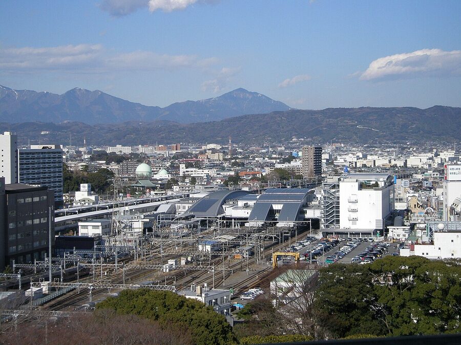 View of Odawara Station seen from Odawara Castle