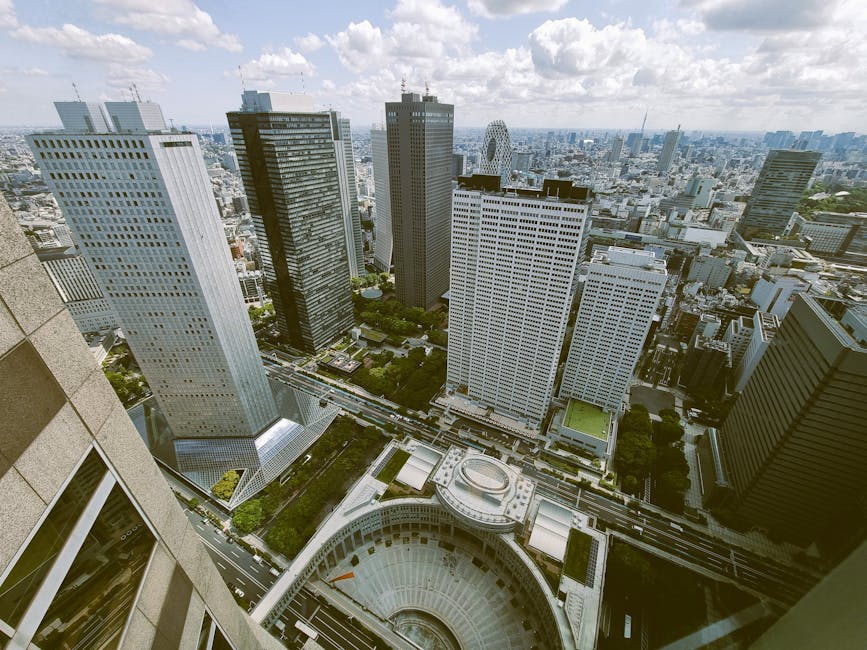 Shinjuku skyscrapers aerial view Nishi-Shinjuku