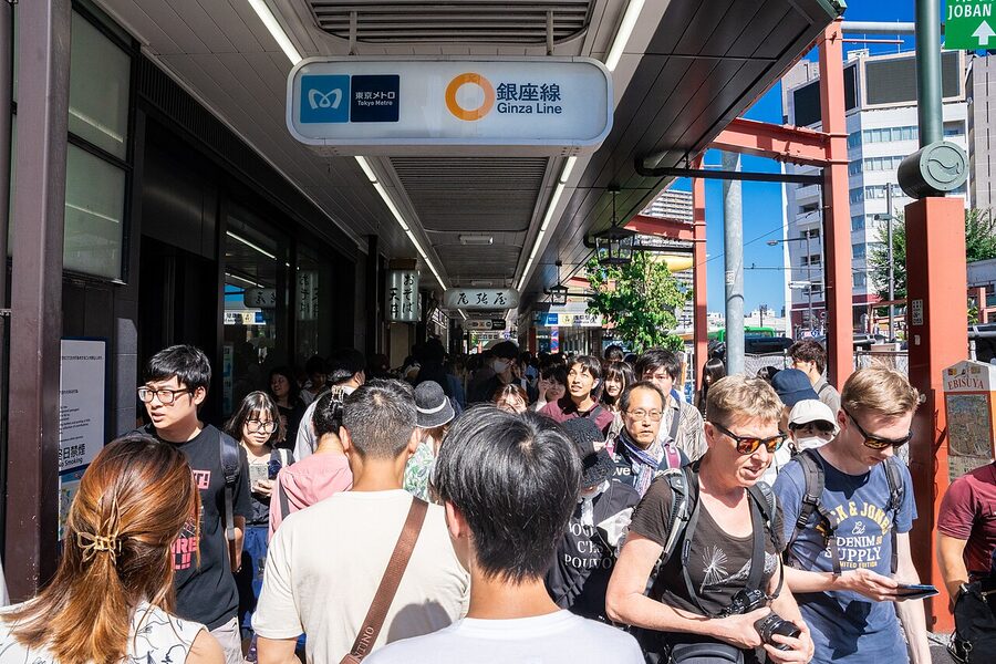 Sumida River Fireworks 2023 panoramic view with crowd