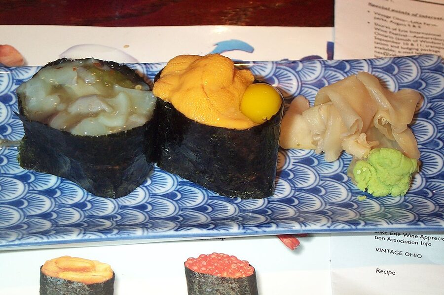 Uni sea urchin and octopus nigiri