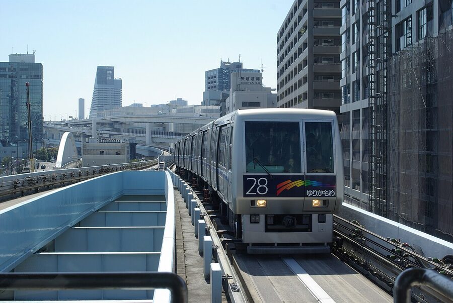Yurikamome Line driverless train running in Tokyo