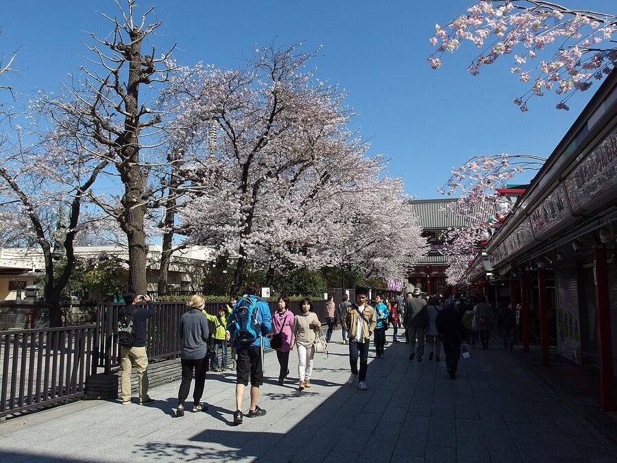 Nakamise Shopping Street lined with small shops leading to Senso-ji