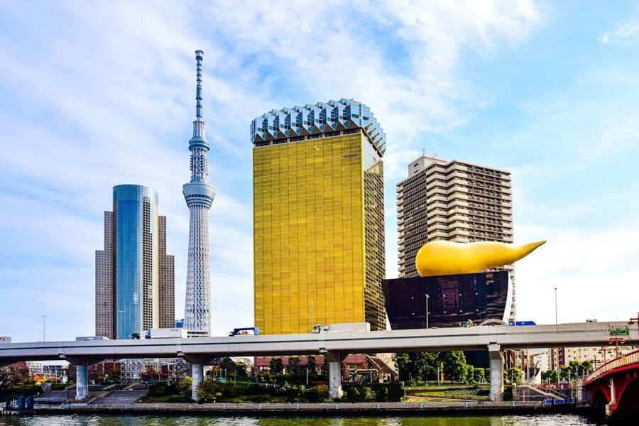 Tokyo Skytree with Asahi Beer Hall in foreground