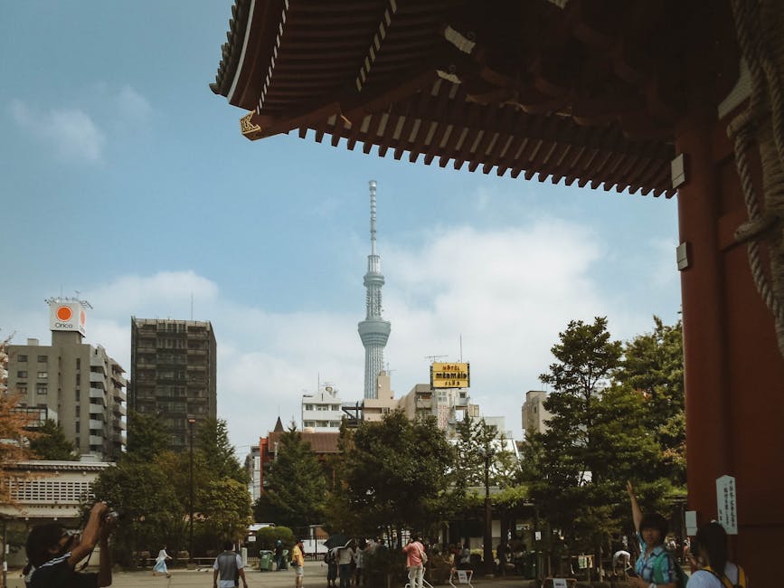 Tokyo Skytree framed by Senso-ji temple architecture