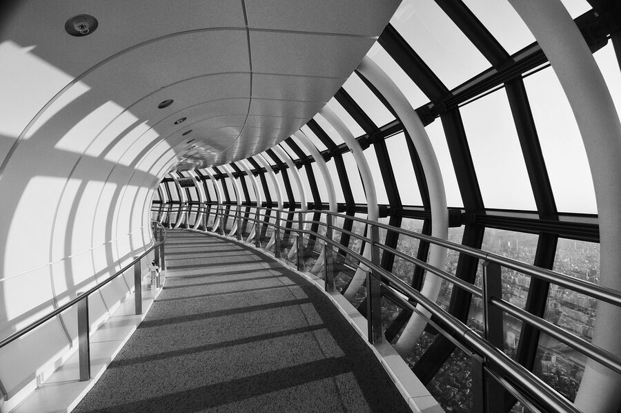 Tembo Galleria sloping walkway inside Tokyo Skytree
