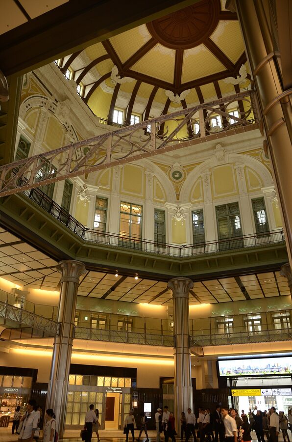 Tokyo Station dome interior with zodiac reliefs