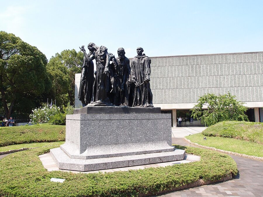Exterior of the National Museum of Western Art designed by Le Corbusier, Ueno Park, Tokyo