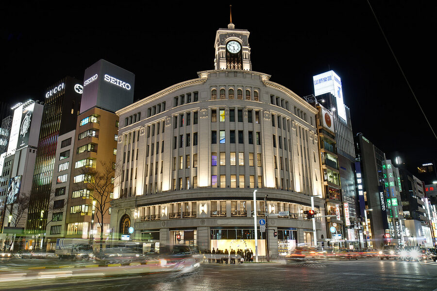Wako Clock Tower also known as Hattori Clock Tower at Ginza 4-chome