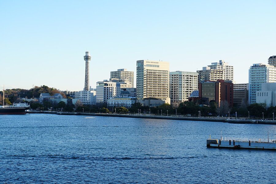 View from Yamashita Park toward the Marine Tower in Yokohama