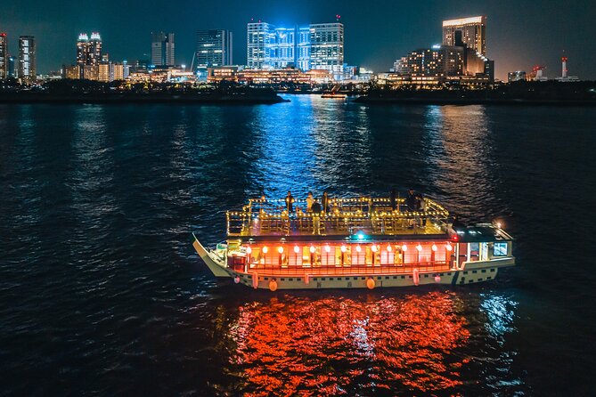 Dinner Cruise with Show, Beef Sukiyaki, Drink, Tokyo Tower Option - Rainbow Bridge and Tokyo Bay after sunset