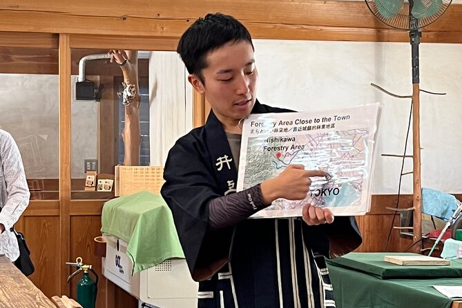 Ecotourism and Woodcraft with a Mountain Artist Near Tokyo - Cutting a log is harder than it looks