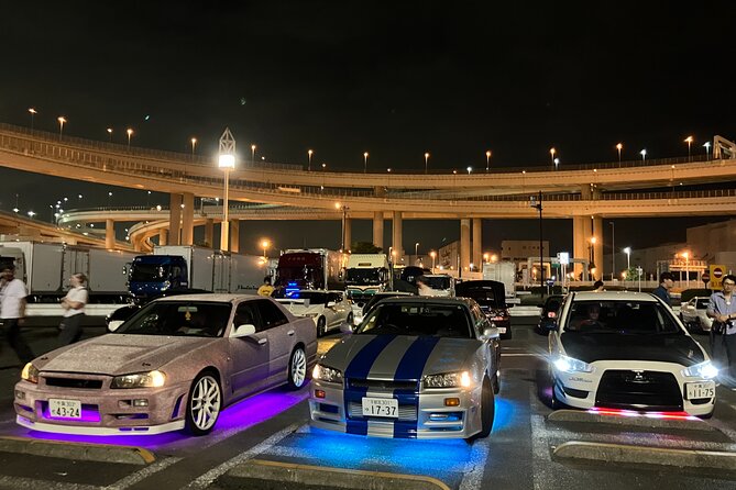Luxury Tokyo Night Drive – Porsche Panamera, Daikoku PA & Bay - Crossing Rainbow Bridge with Tokyo Bay below