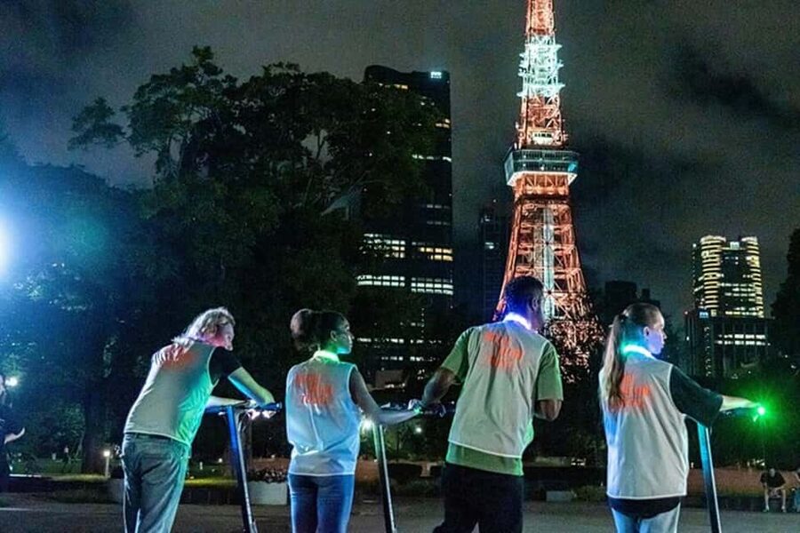 Night E-Scooter Ride to Tokyo Tower - No License Needed - The 20-minute lesson at NEON NEON TOKYO
