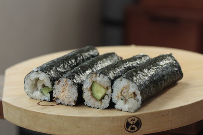 Small Group Sushi roll and Tempura Cooking Class in Nakano - Sitting down for the meal