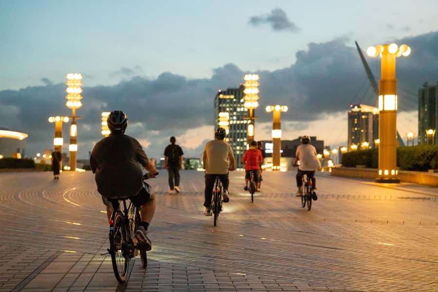 Tokyo Bay Area: Sunset Night View 3h E-bike Guided Bike Tour - From the fish market district into local Tokyo