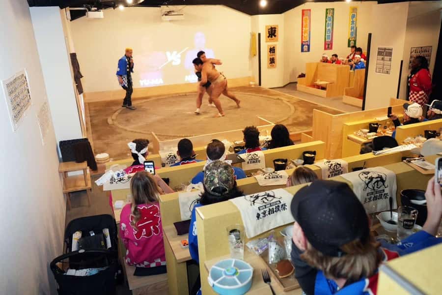 Tokyo Ginza : Sumo and Mikoshi Experience,Open from Sep. - Watching the wrestlers explain and demonstrate sumo