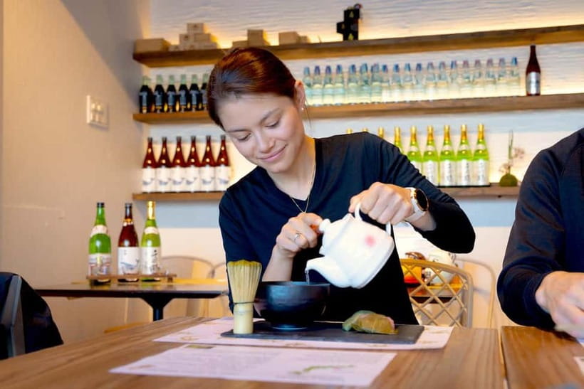 Tokyo: Matcha Making Experience with Mochi Sweets in Asakusa - The taste test: matcha without sugar and sweets on the side