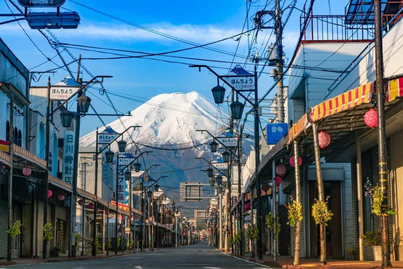 Tokyo: Mt. Fuji, Arakurayama Sengen Park, Oshino Hakkai Tour - Hikawa Clock Shop and Fujiyoshida’s old street view