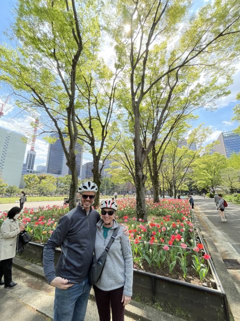 Tokyo: Private Cycling Tour with cute E-bike - A picnic with sweets, tea, and a river pause