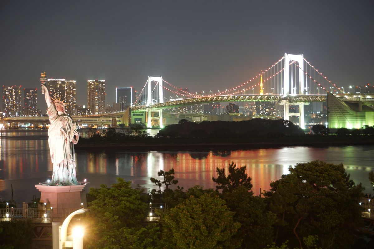 Rainbow Bridge At Night Odaba Tokyo